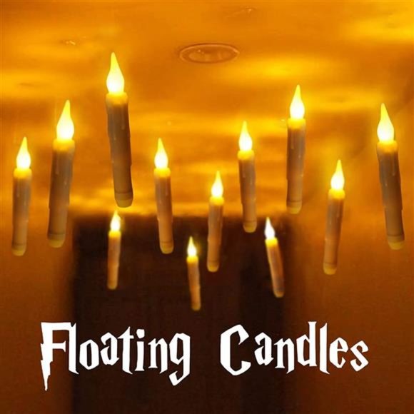 Floating LED Candles with Remote Control - Witch Halloween Decor - Picture 1 of 6